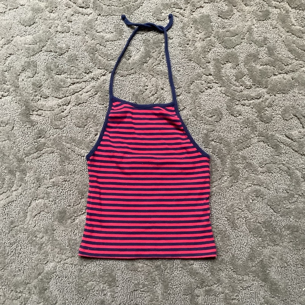 (Bin 4) Brandy Melville stripped halter neck top, Size OS